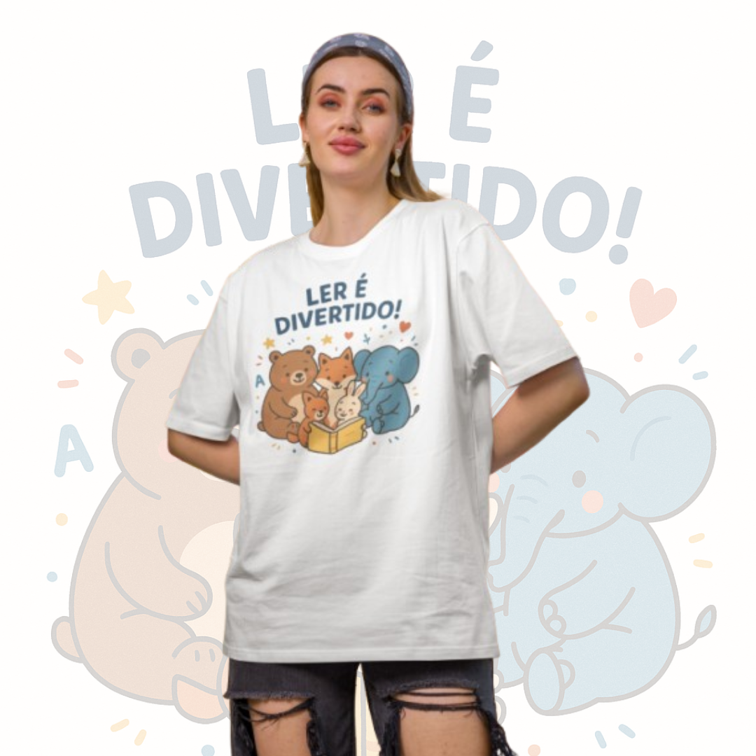 Camiseta Frase Ler é Divertido