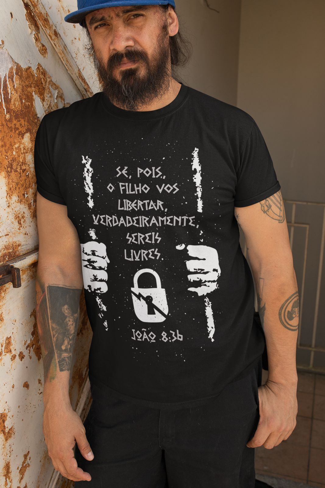 Nome do produto: Camiseta Masculina - João 8:36