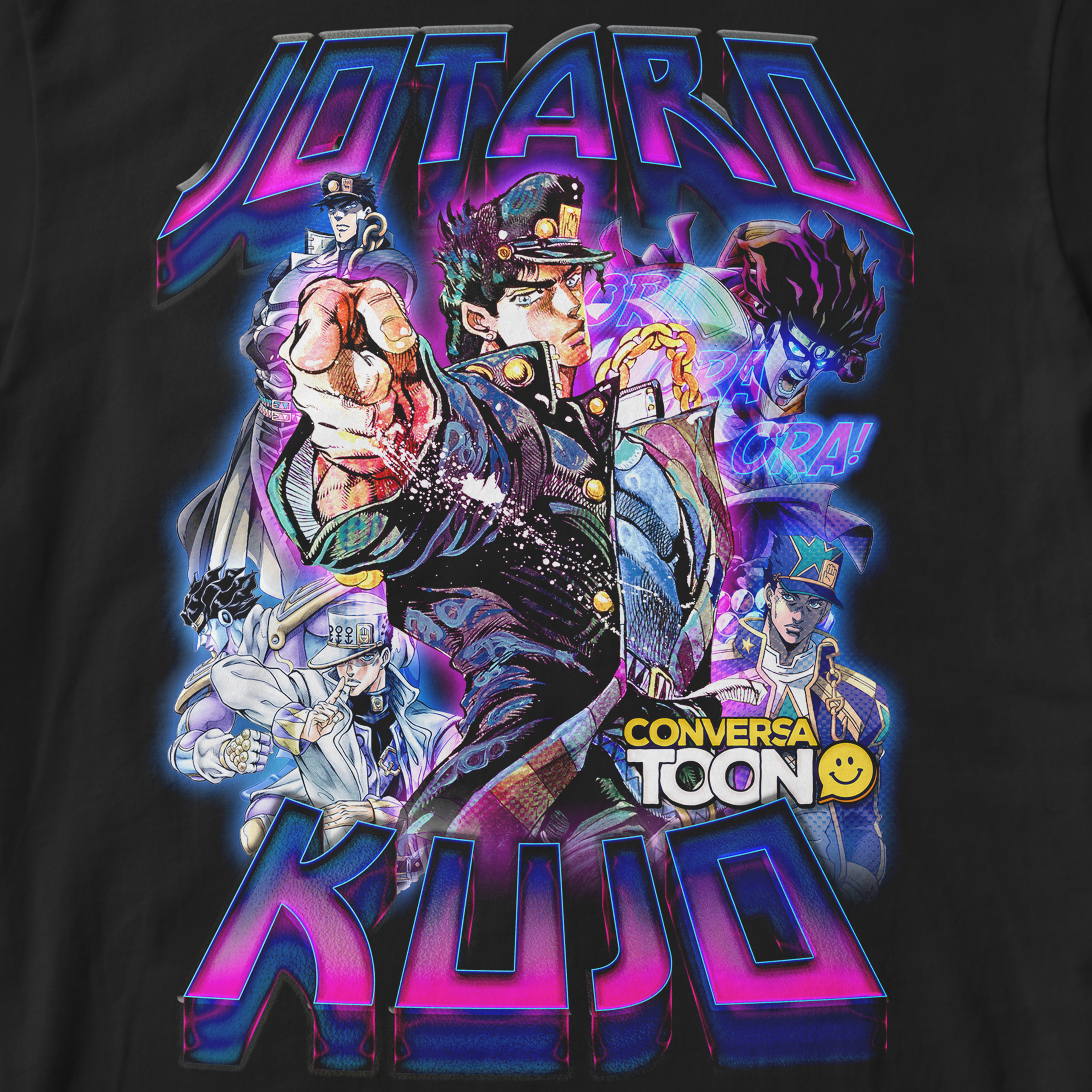 Nome do produto: Camiseta Jotaro Kujo - Vintage Design - JoJo\'s Bizarre Adventure