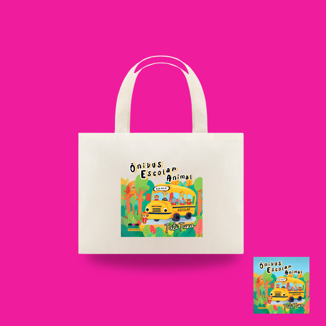 Nome do produto: Ecobag Ônibus escolar animal
