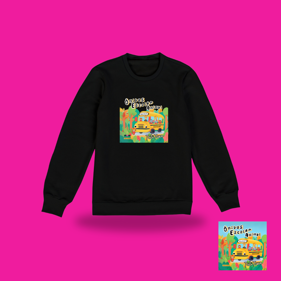 Nome do produto: Moletom fechado Ônibus escolar animal