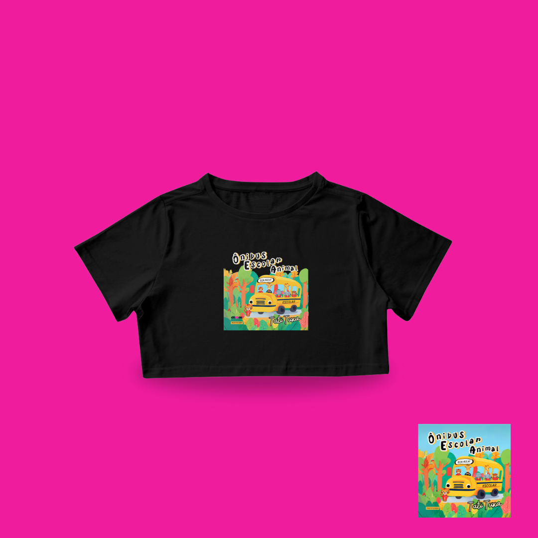 Nome do produto: Cropped Ônibus Escolar Animal