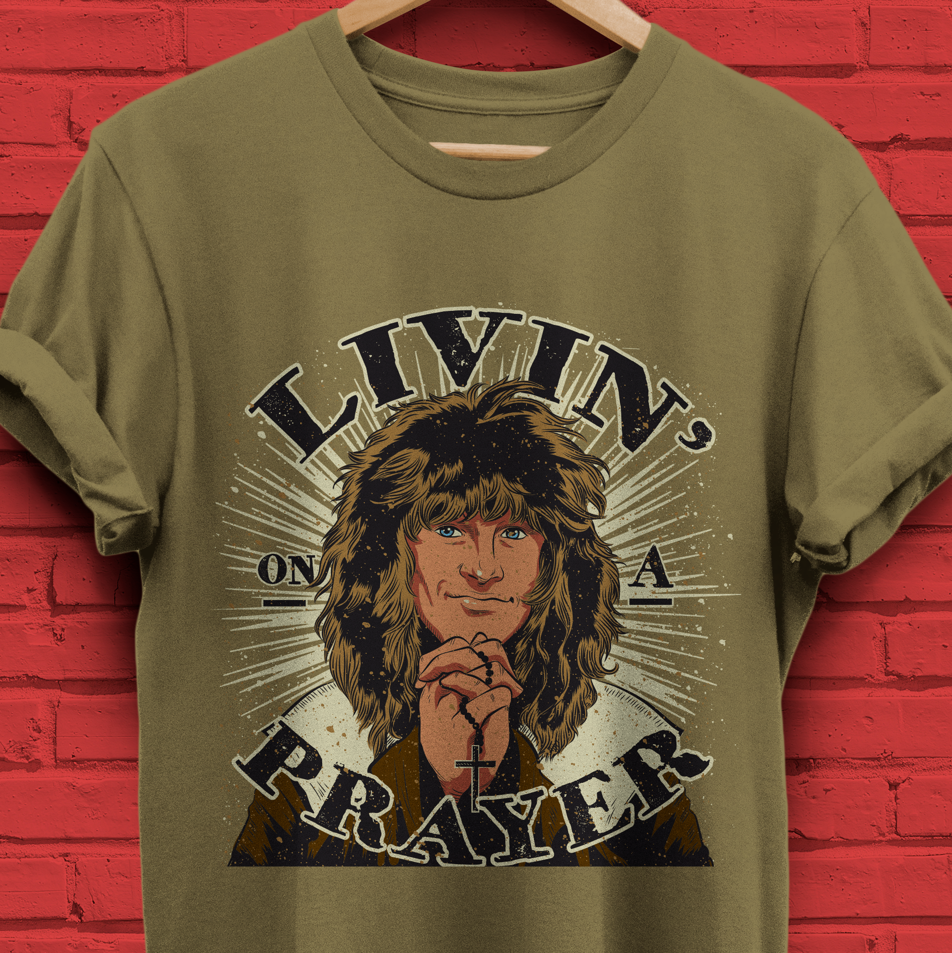 Nome do produto: T-SHIRT BON JOVI – LIVIN’ ON A PRAYER -Plus Size