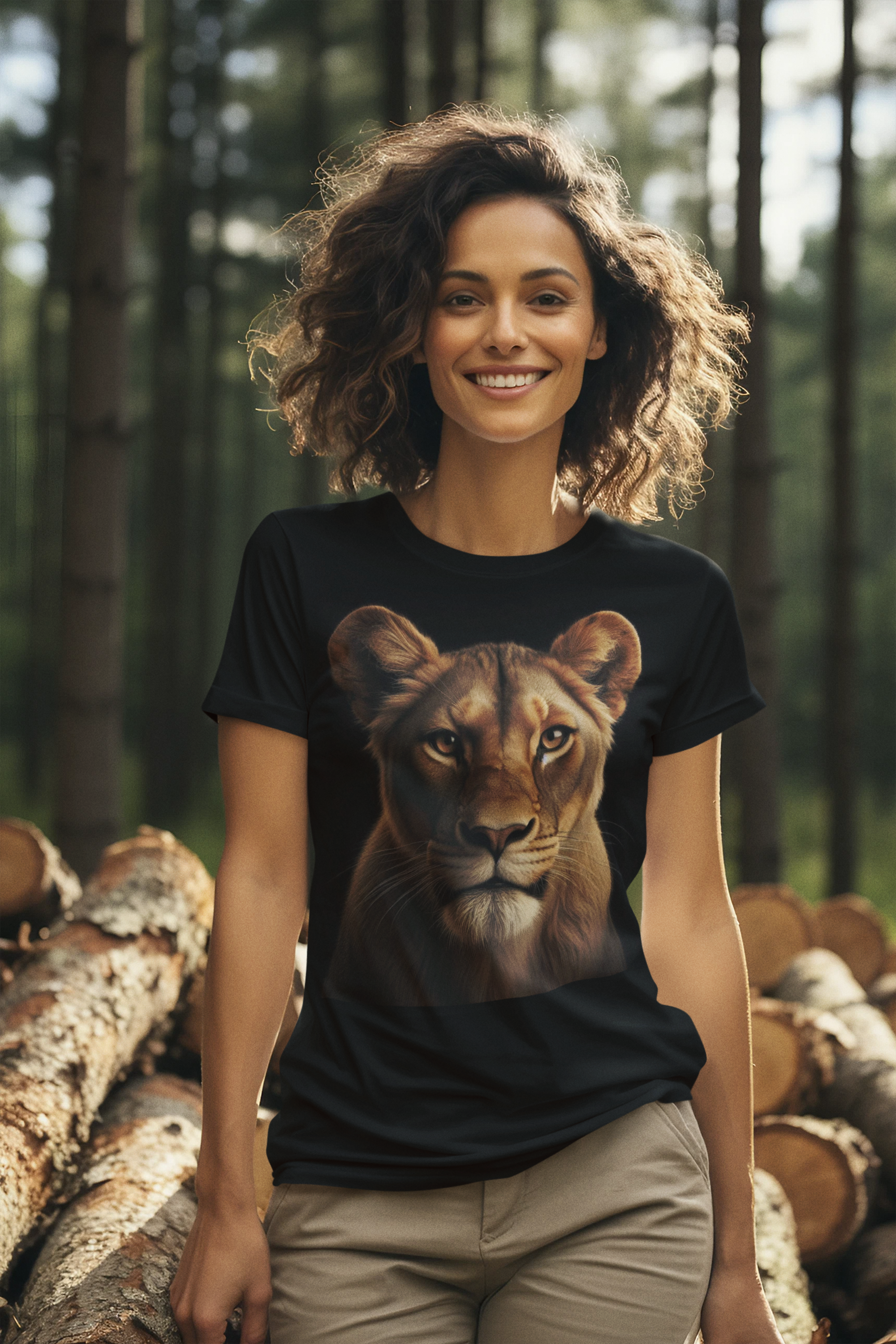 Nome do produto: Camiseta Preta Baby Look Leoa Indomável