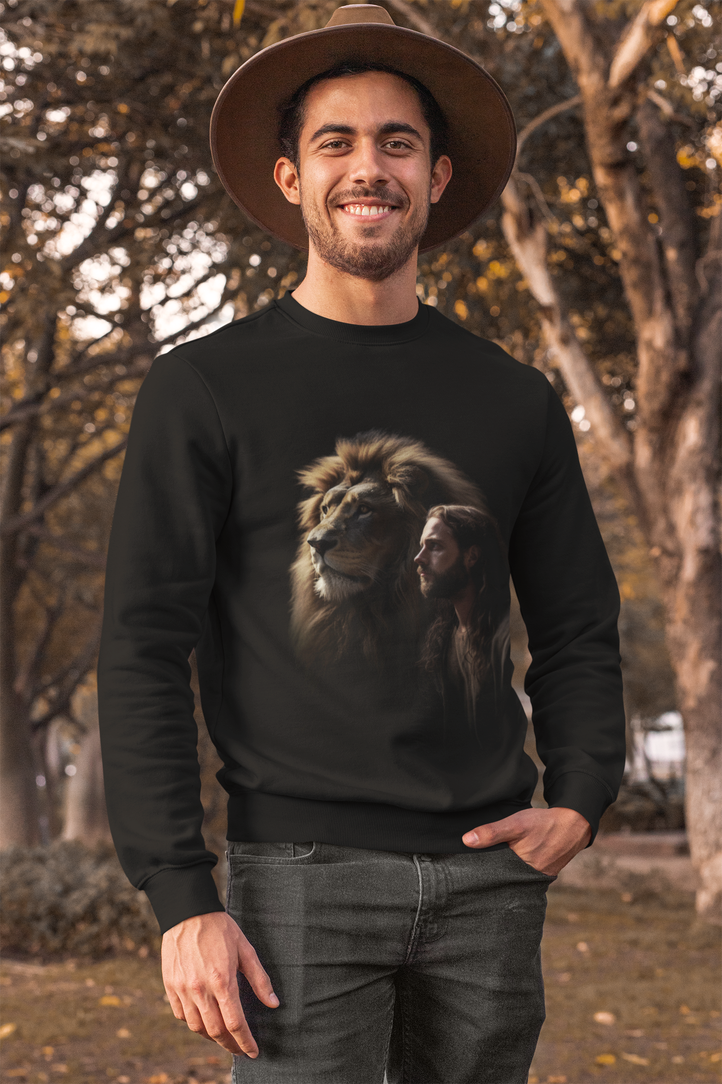 Nome do produto: Moletom Fechado Preto Jesus Leão