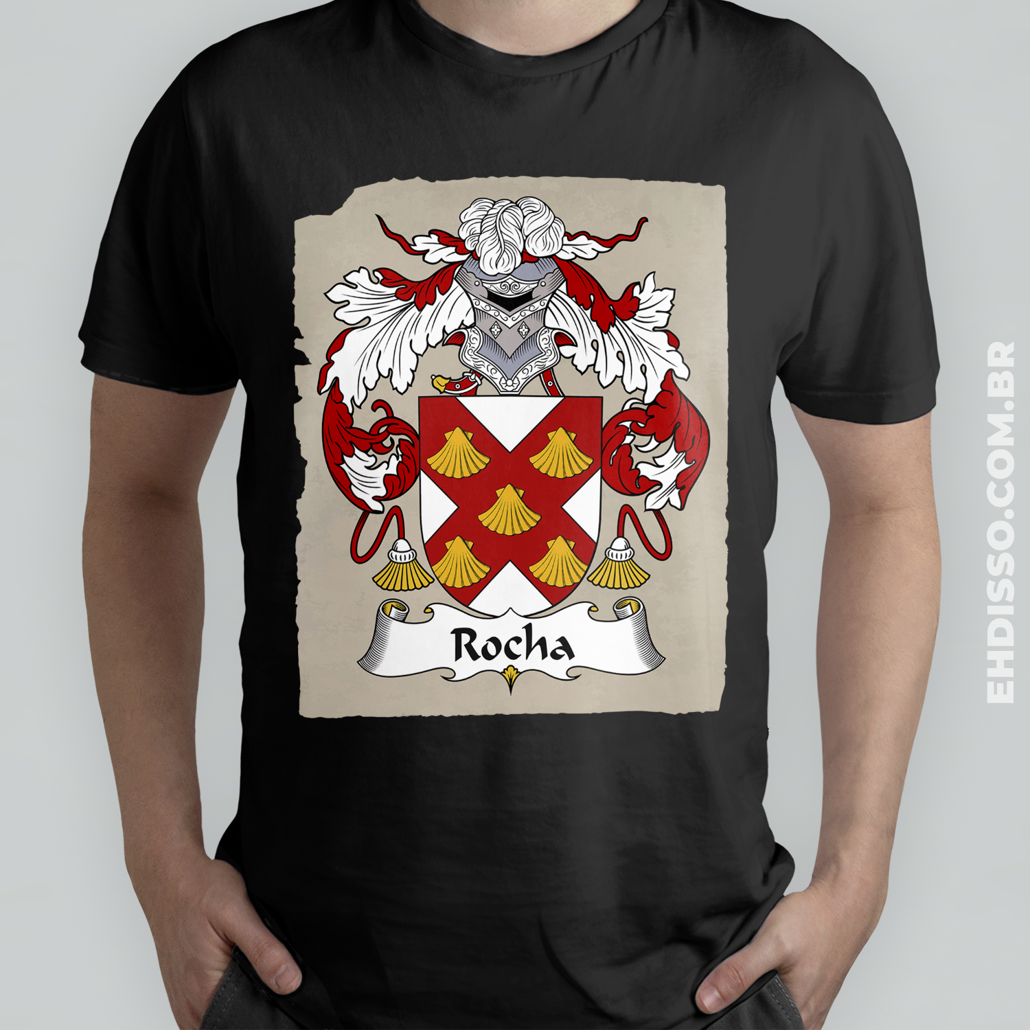 Brasão Família Rocha Origem Historia | Camiseta do Sobrenome