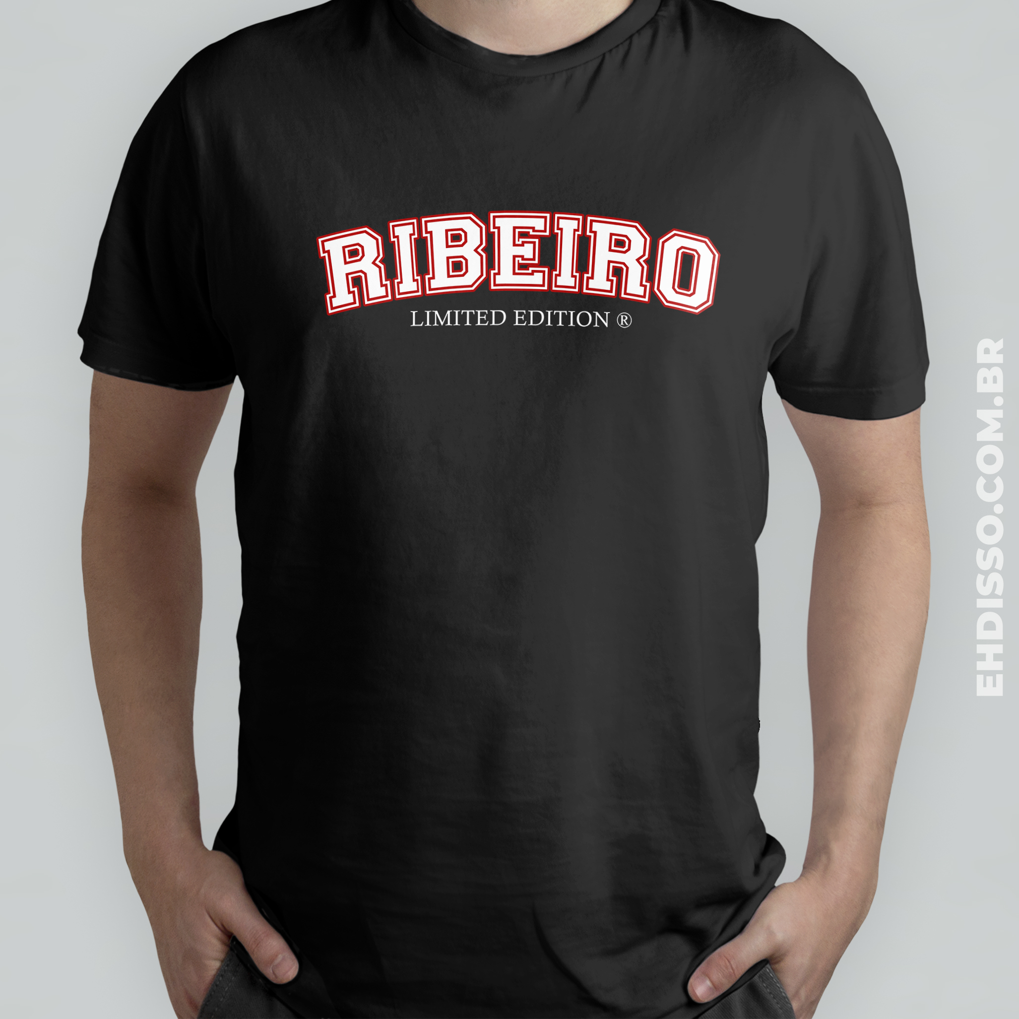 Sobrenome Ribeiro Camiseta Letra Colegial Vintage Retro