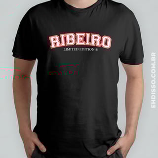 Sobrenome Ribeiro Camiseta Letra Colegial Vintage Retro