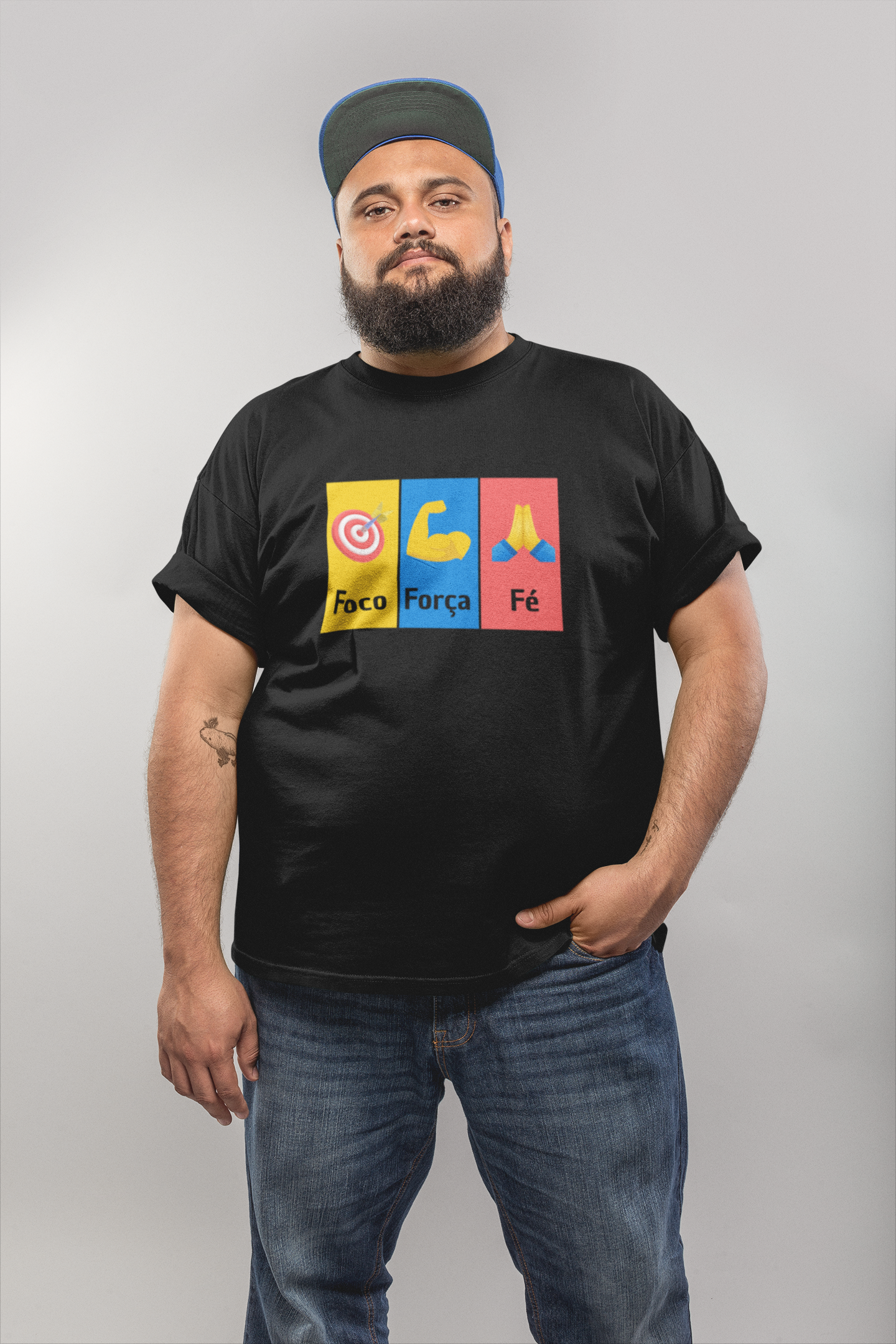 T-Shirt Plus Size FOCO, FORÇA E FÉ