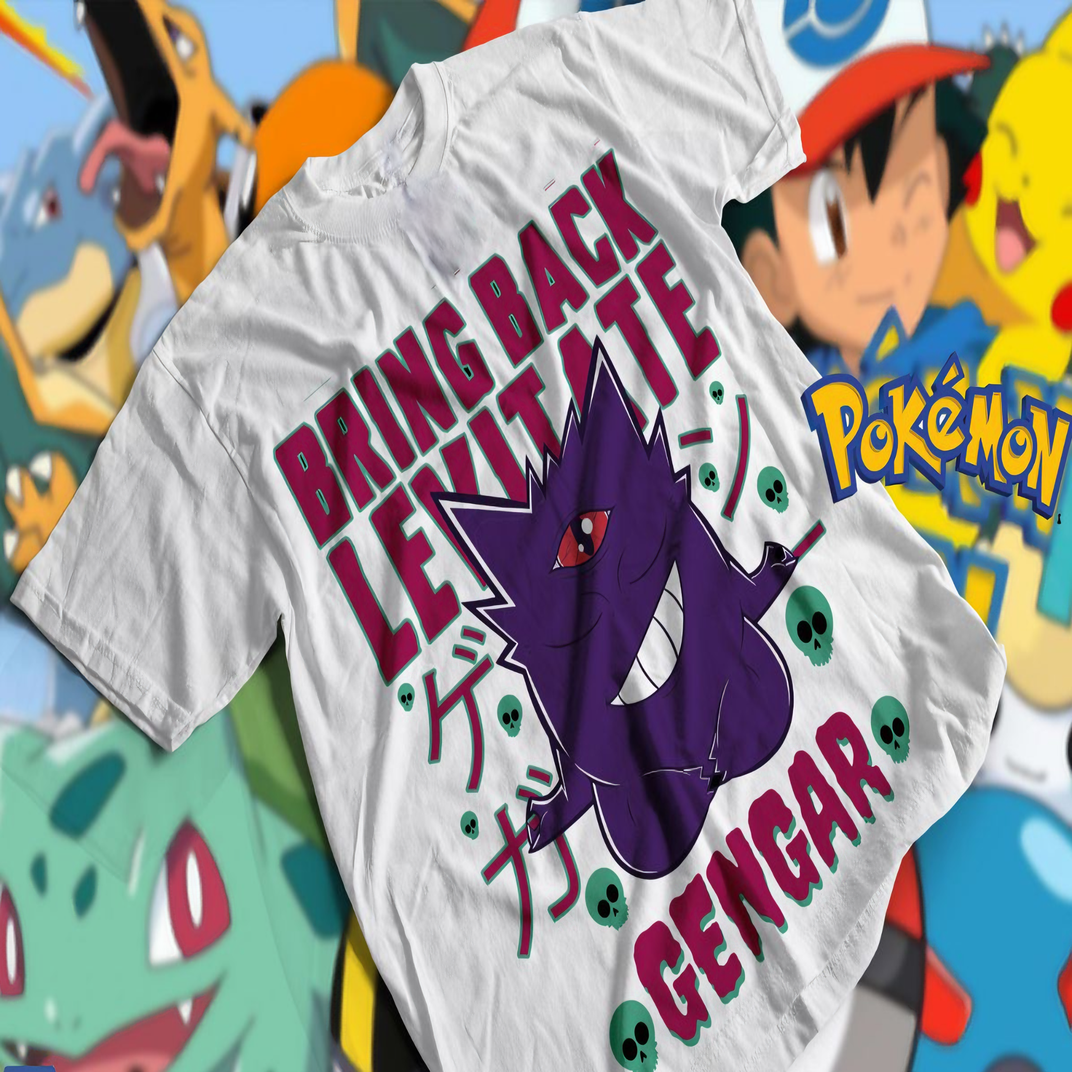 Nome do produto: T-shirt Premium Unissex Pokémon Gengar Levitate