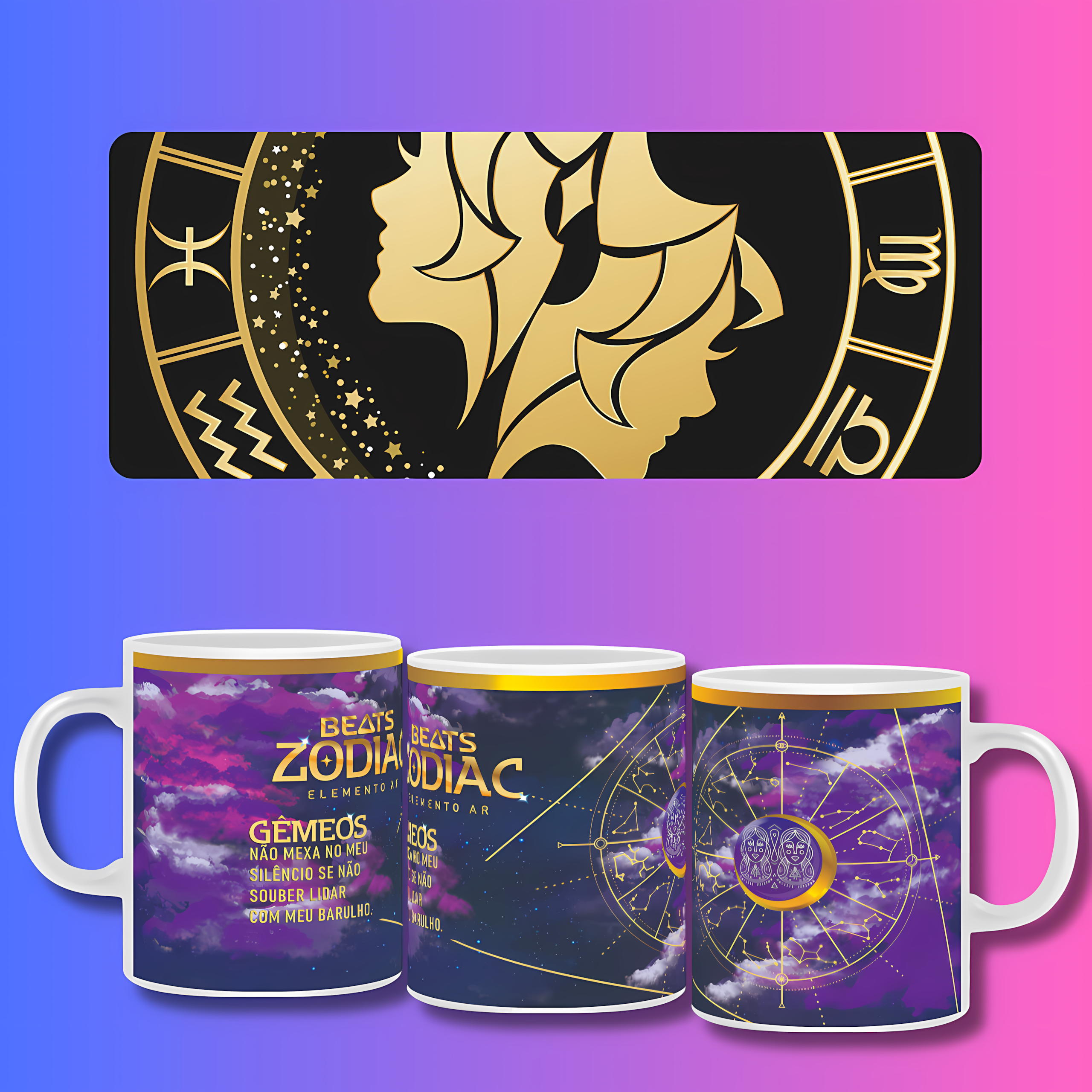 Nome do produto: Canecas do Zodíaco - Gêmeos