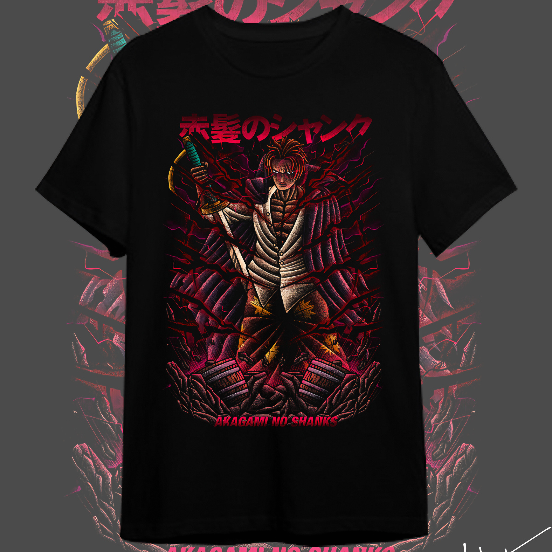 Nome do produto: T-shirt Premium One Piece Akagami no Shanks