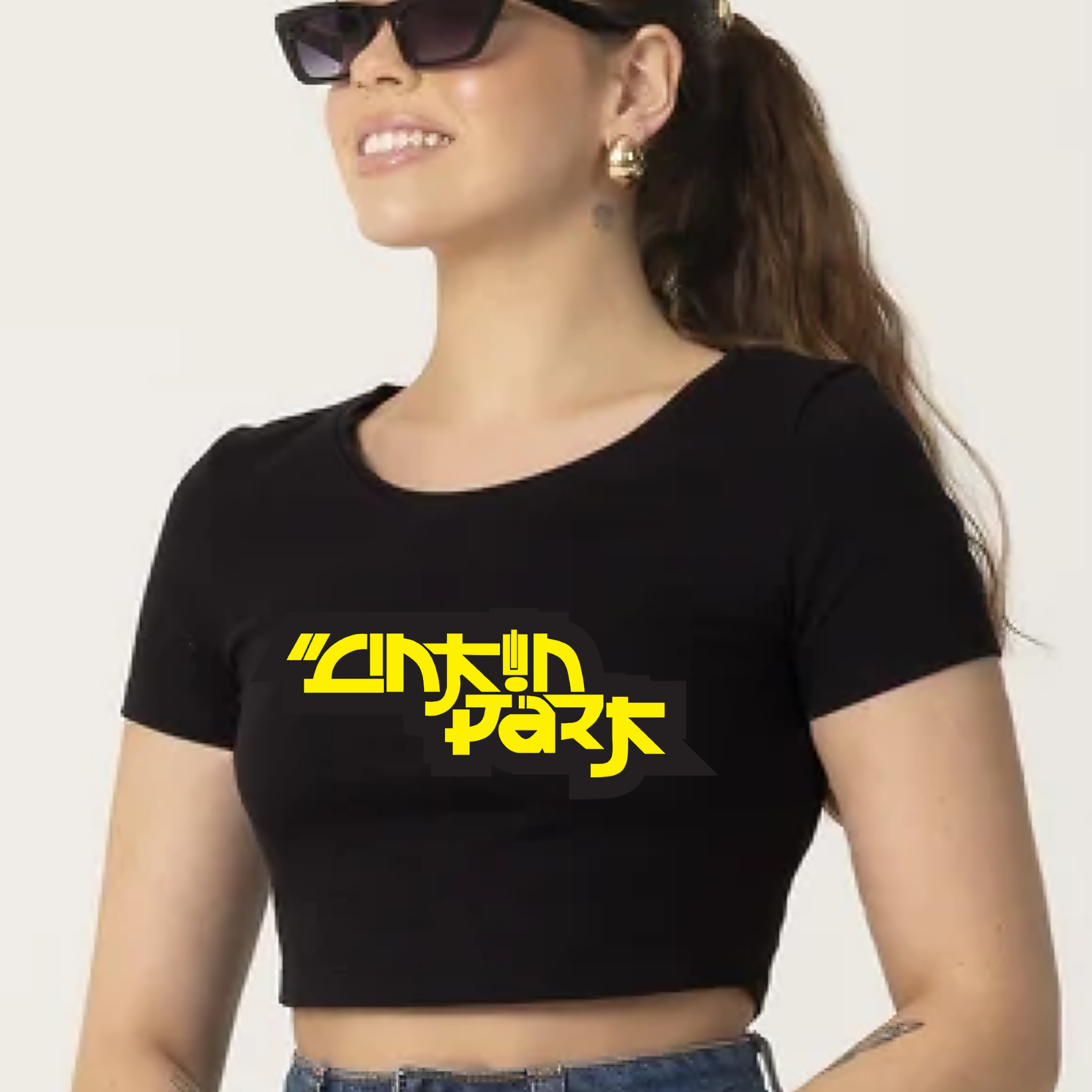 Nome do produto: T-shirt cropped feminino Linkin Park
