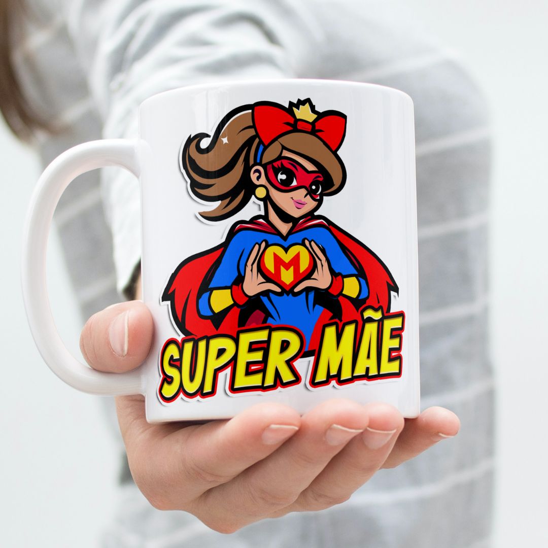Nome do produto: Super Mãe - Caneca de Porcelana