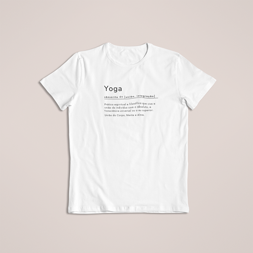 Yoga Dicionário  -  Camiseta - Escrito Preto