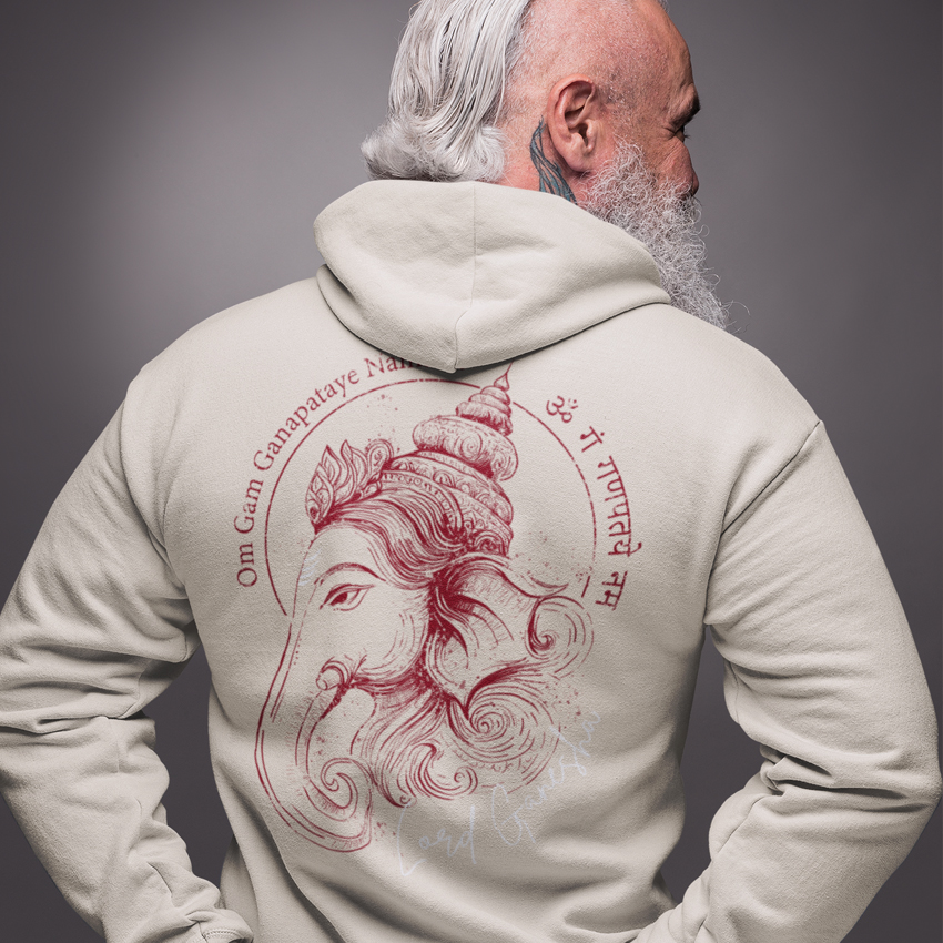 Ganesha - Moletom Prime de Bolso - Off White/Cinza Mescla