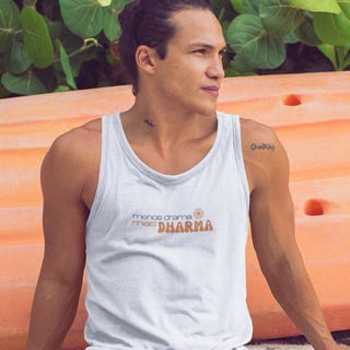 Menos drama, mais Dharma - Regata branca/cinza mescla