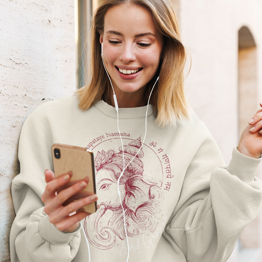 Ganesha - Moletom Prime Blusão - Off White/Cinza Mescla