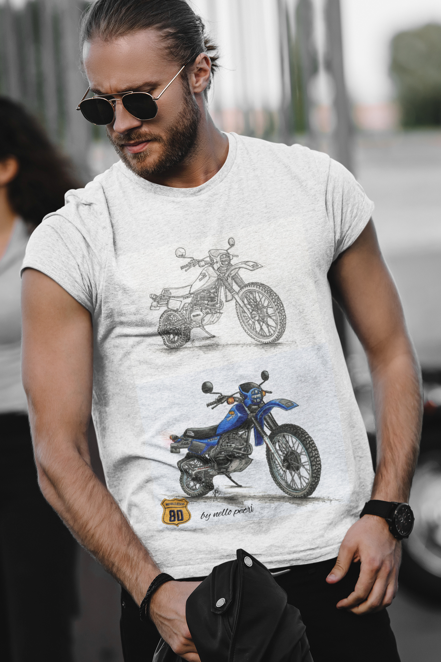 Nome do produto: Camiseta Esboço XL250R azul By Nello Petri