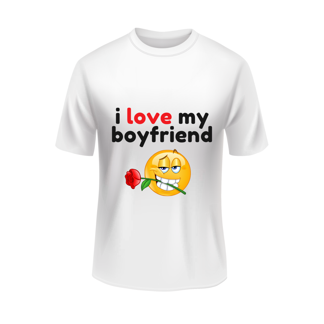 Nome do produto: Camisa I Love My Boyfriend Branca