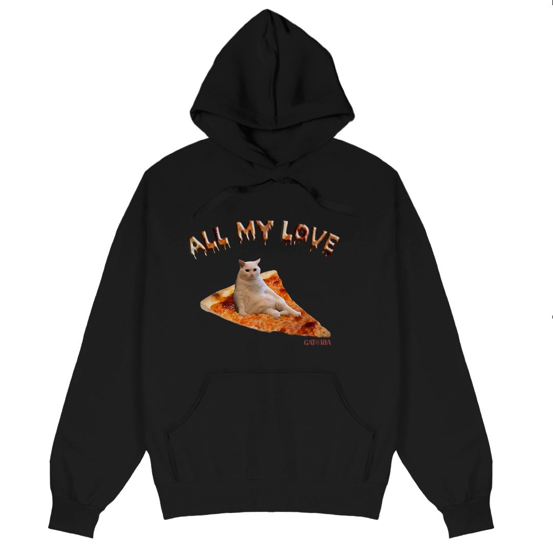 Nome do produto: Moletom Canguru All My Love - Gatos e PIzza