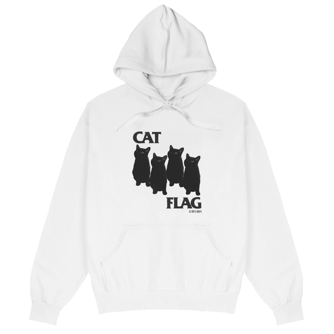 Nome do produto: Moletom Canguru - Cat Flag - Branco