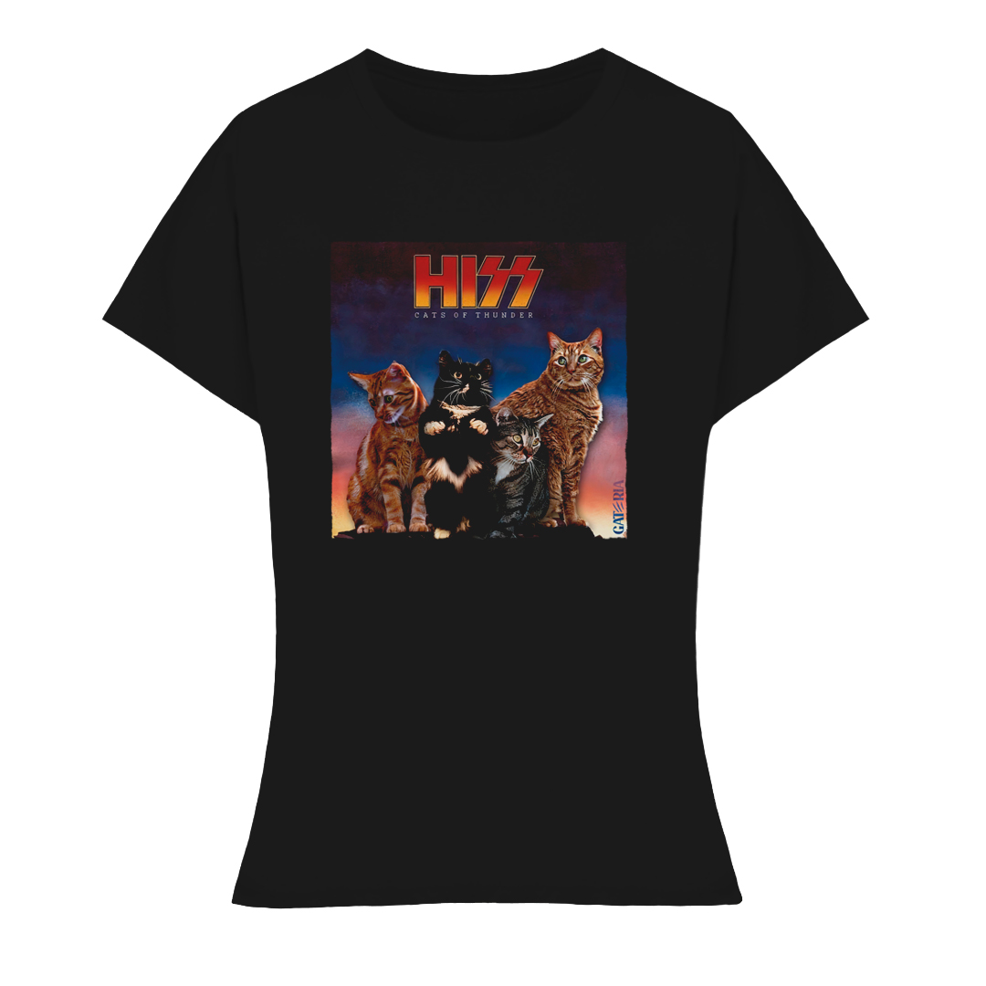 Nome do produto: Baby Look Kiss - Cats Of Thunder - Preto