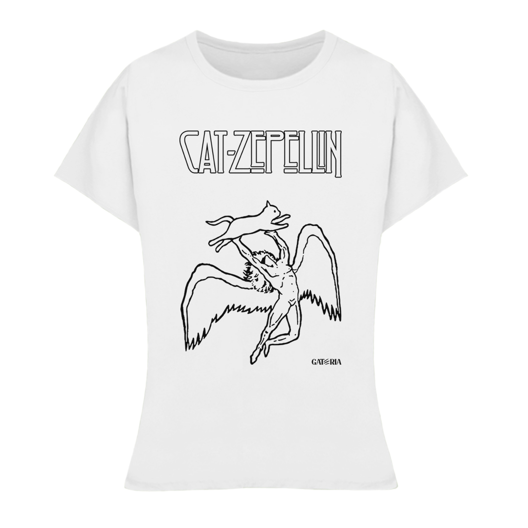 Nome do produto: Baby Look Cat Zeppelin - Branco
