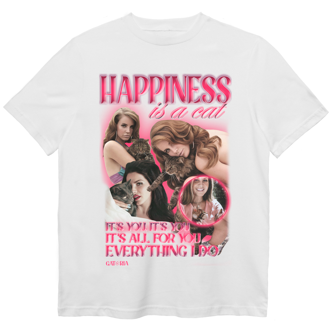 Nome do produto: Camiseta Lana Del Rey - Happiness Is A Cat - Branco