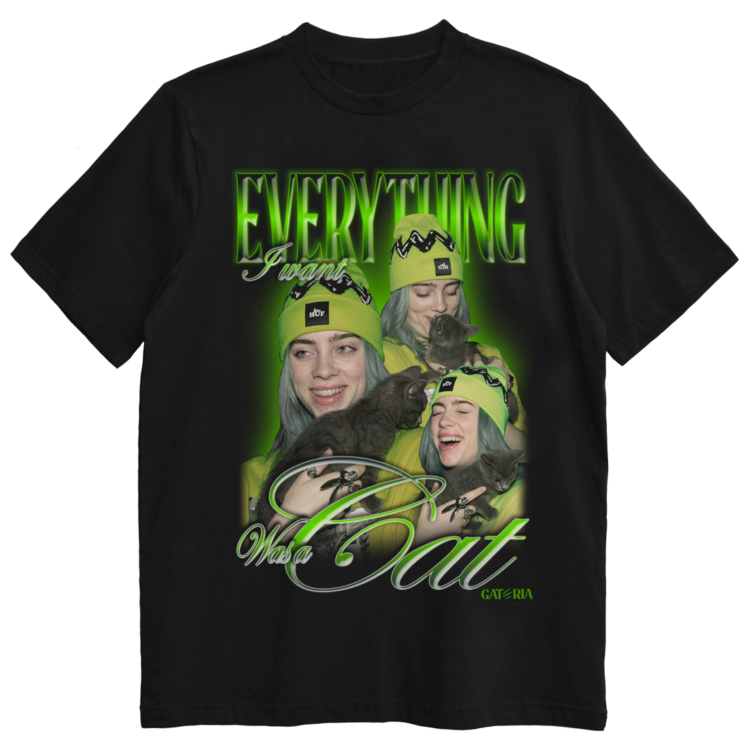 Nome do produto: Camiseta Billie Eilish - Everything I Want Was A Cat - Preto