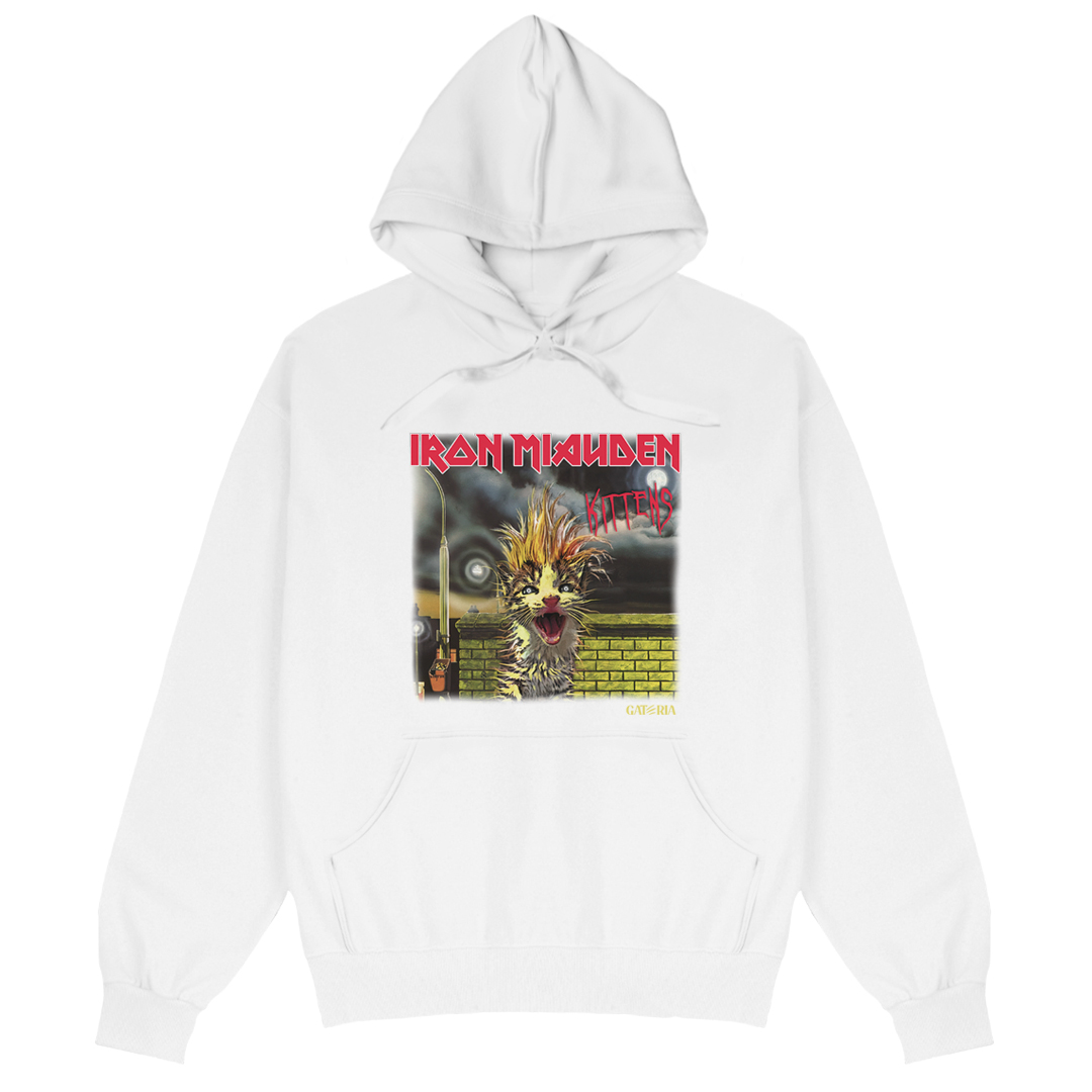 Nome do produto: Moletom Canguru Iron Miauden - Kittens - Branco