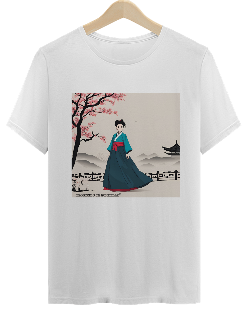Camiseta Unissex Cherry Blossons and Hanbok