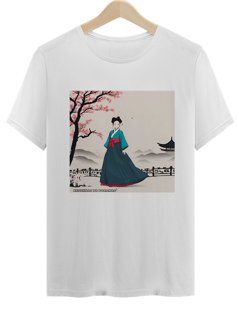 Camiseta Unissex Cherry Blossons and Hanbok