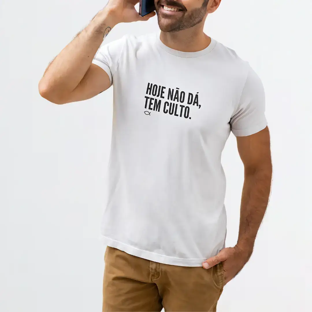 Nome do produto: Camiseta Unissex - Hoje não dá, tem culto
