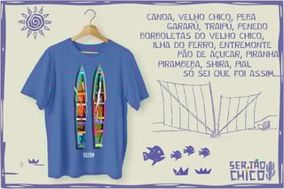 BORBOLETAS BORBOLETAS DO VELHO CHICO / CAMISETA ESTONADA - BARCOS VERMELHOS