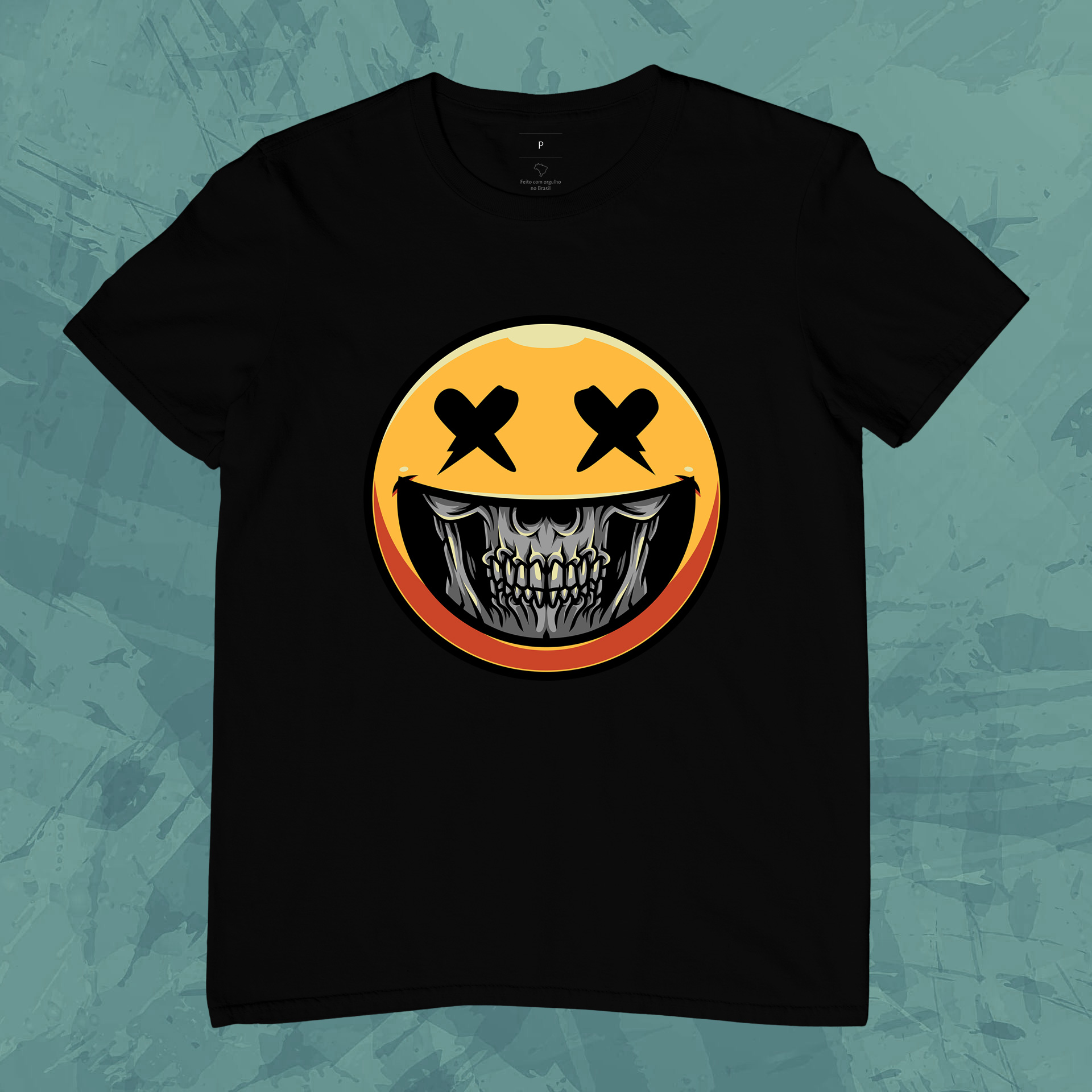 Nome do produto: Camiseta Unissex - Skull Smile Emoji