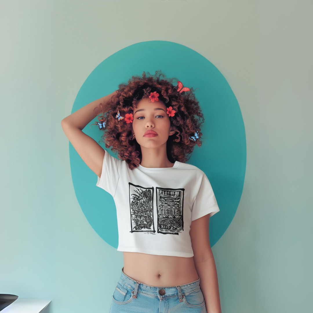 Nome do produto: Camisa Feminina Cropped Estampas Trip e Mundo Animal 