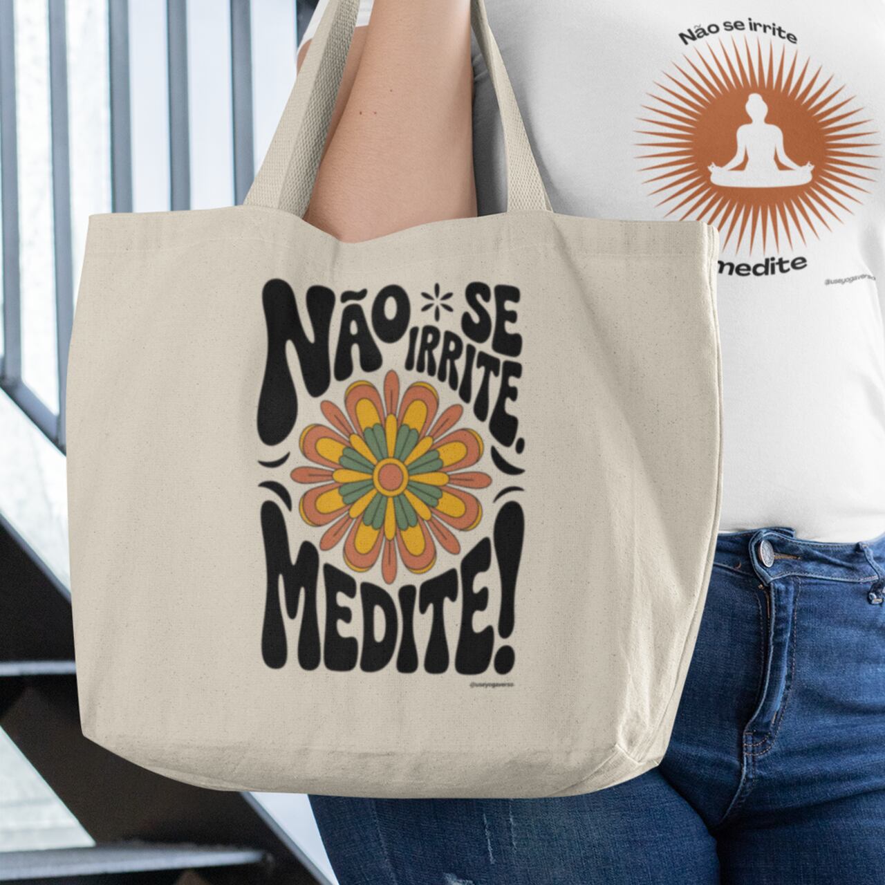 Ecobag Meditação Floral | Algodão Cru Sustentável | Yogaverso