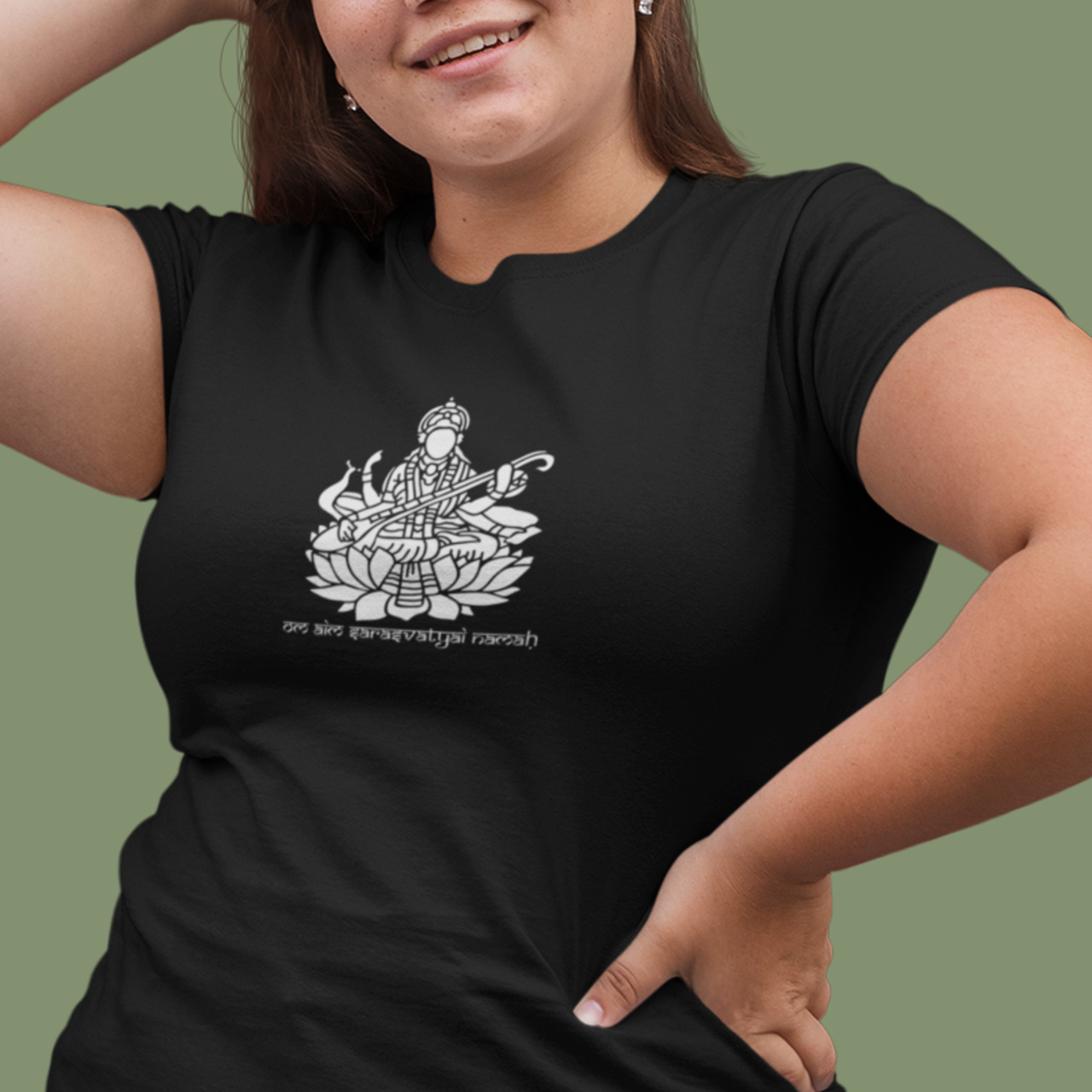 Camiseta de Yoga - Saraswati Navaratri Shakti Plus Size