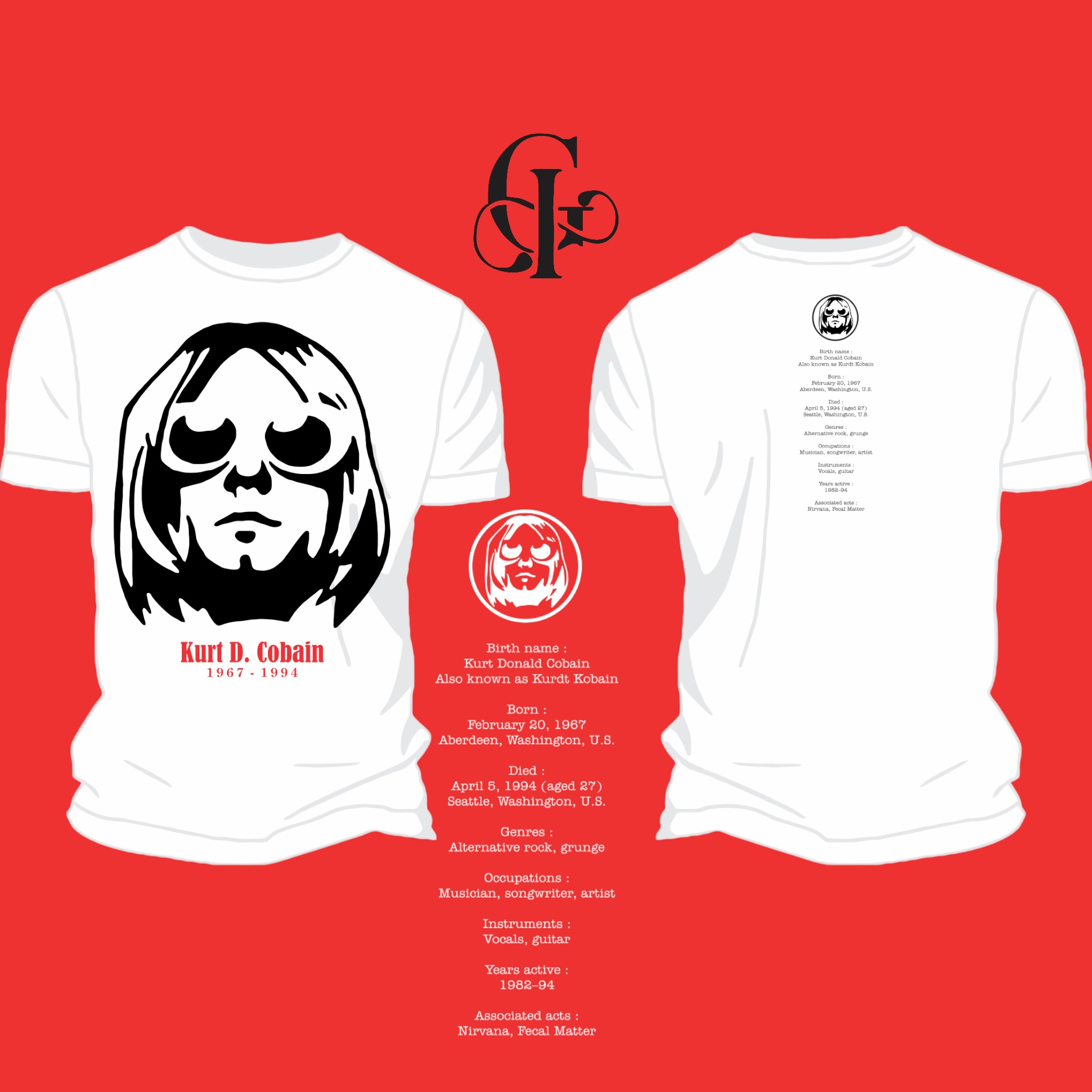 Nome do produto: Camiseta Cartoon de Kurt Cobain