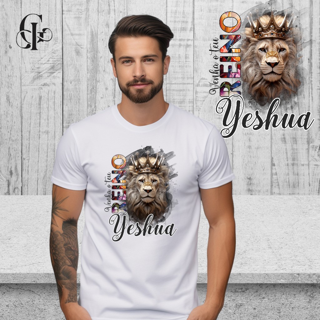 Nome do produto: Camiseta Arte Jesus e Leão