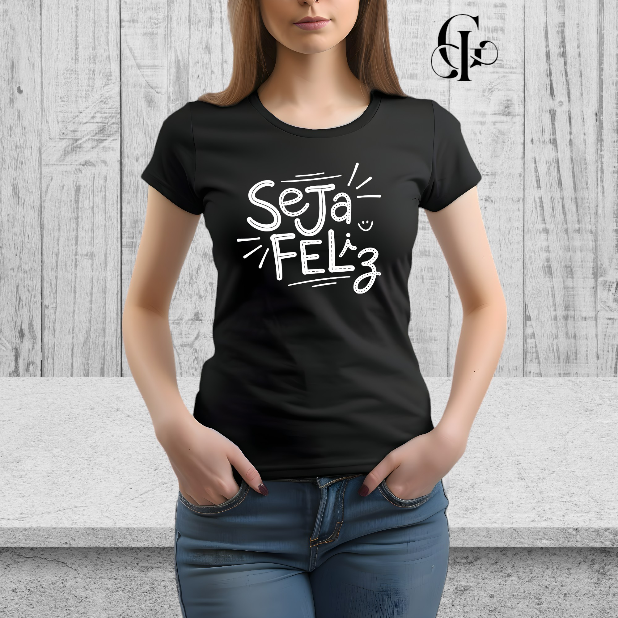 Nome do produto: Camiseta Frase \'Seja Feliz