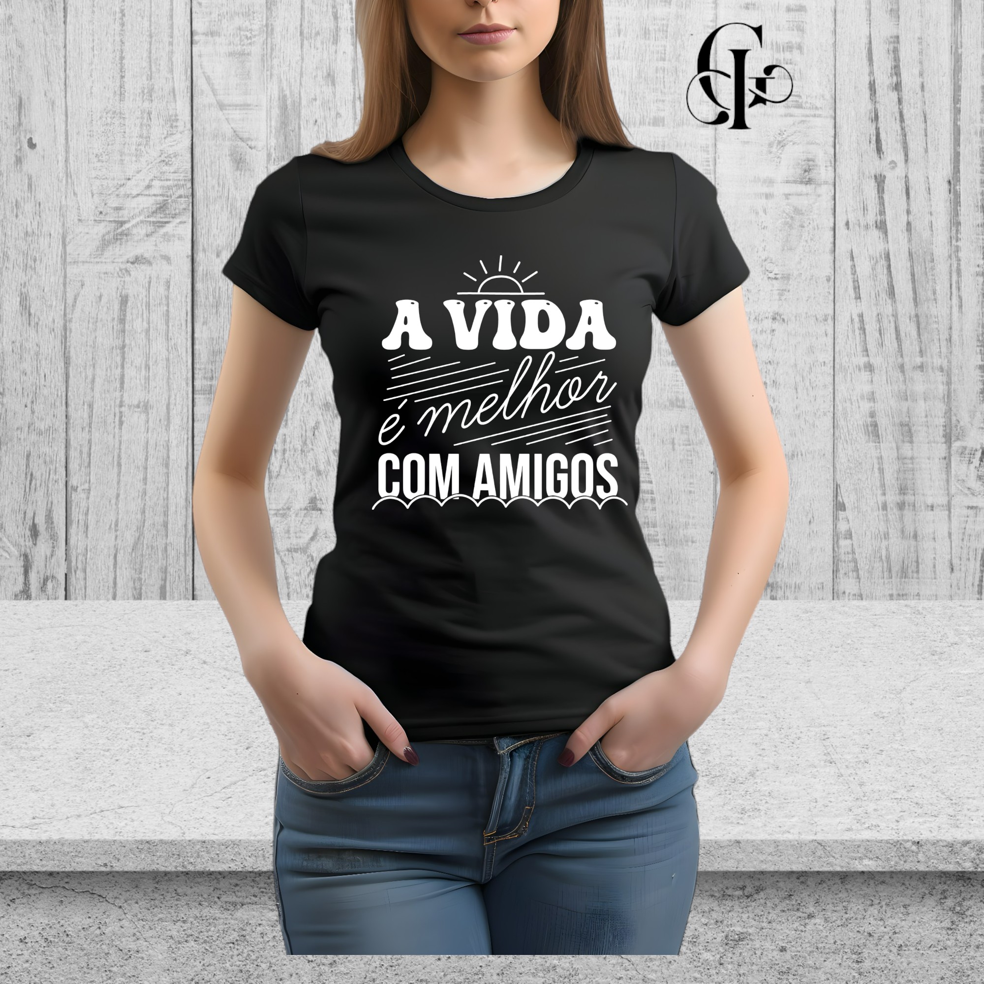 Nome do produto: Camiseta frases -A vida é melhor com amigos