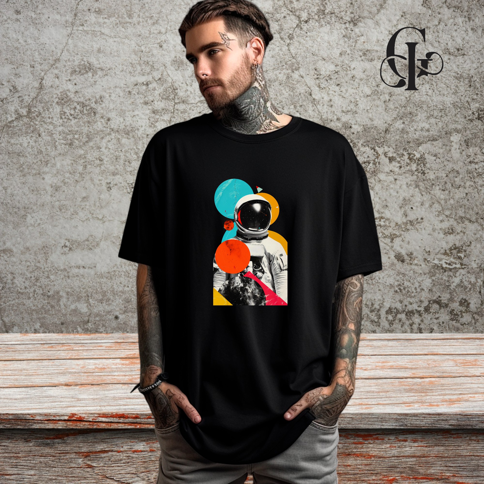 Nome do produto: Camiseta Astronauta Colorido - Explore o Universo com Estilo!