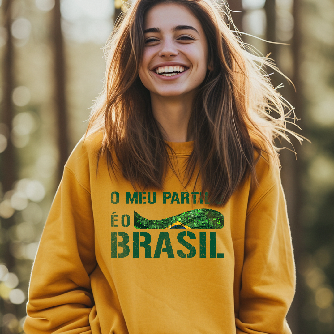 Nome do produto: Moletom Fechado O Meu Partido é o Brasil