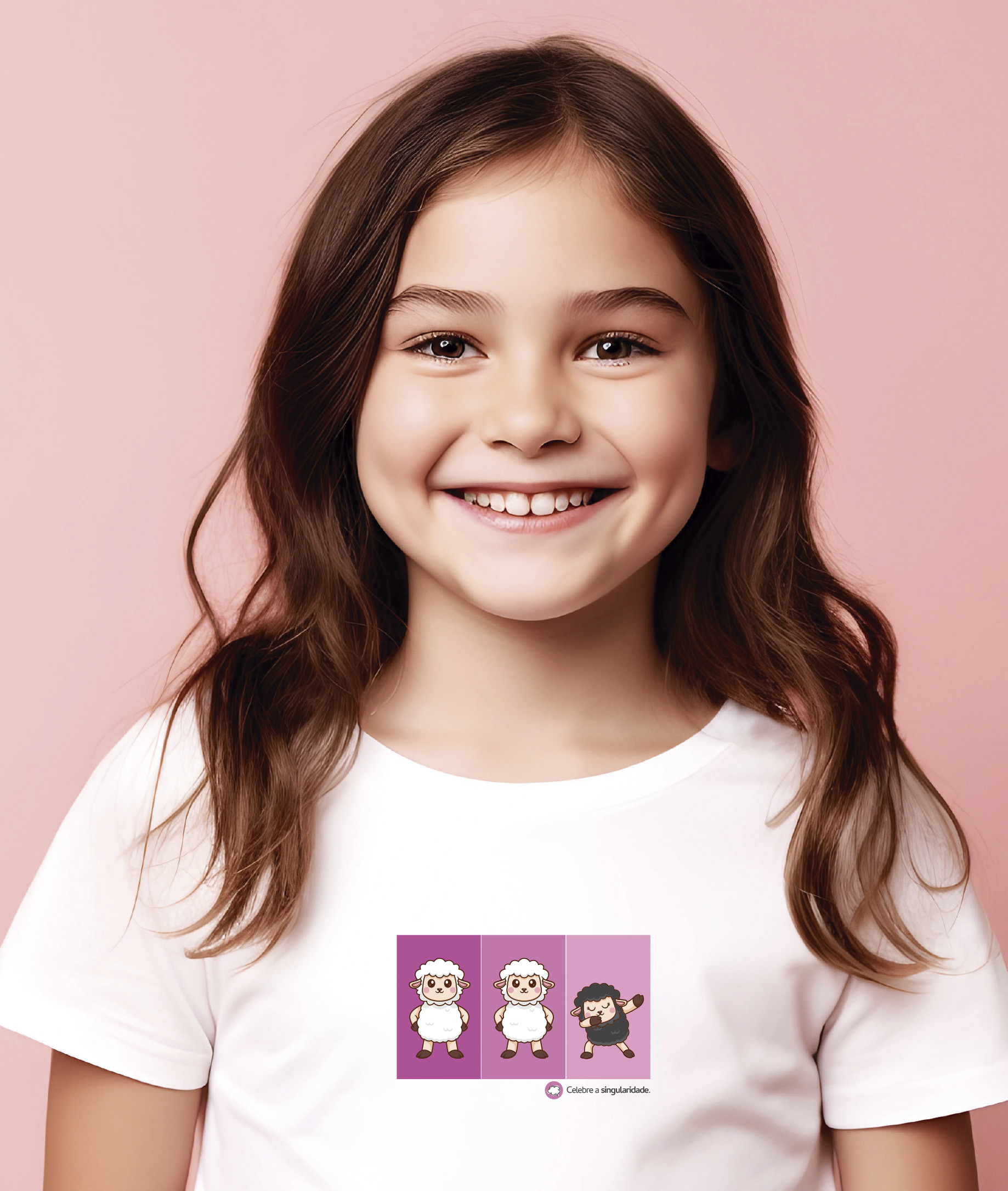 Nome do produto: Camiseta Infantil : Menina (2 a 8) : Celebre a Singularidade (Inclusão / Autista / TDAH / Superdotação)