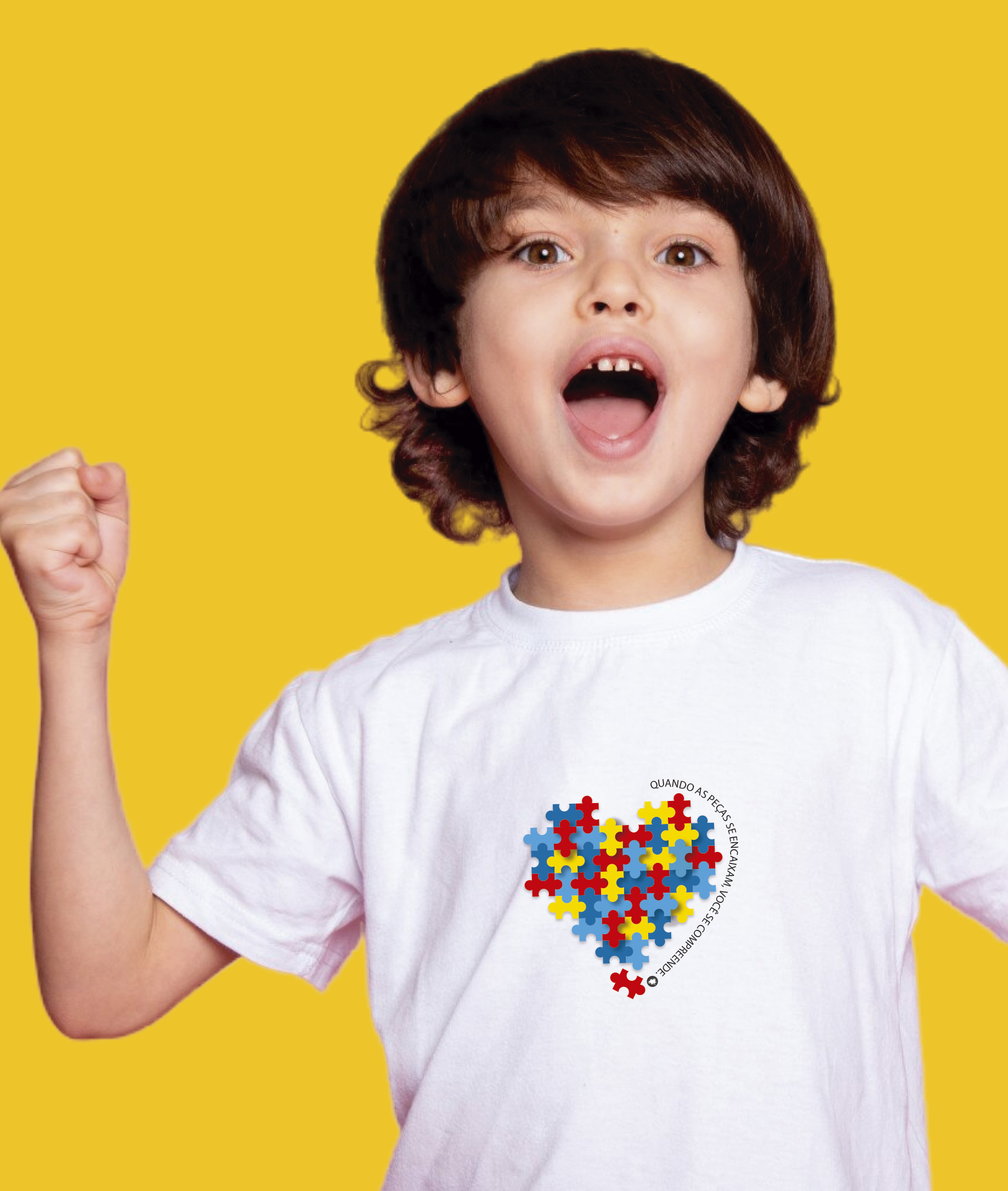 Nome do produto: Camiseta Infantil : Menino (2 a 8) : Peças se Encaixam TEA (Espectro Autista)