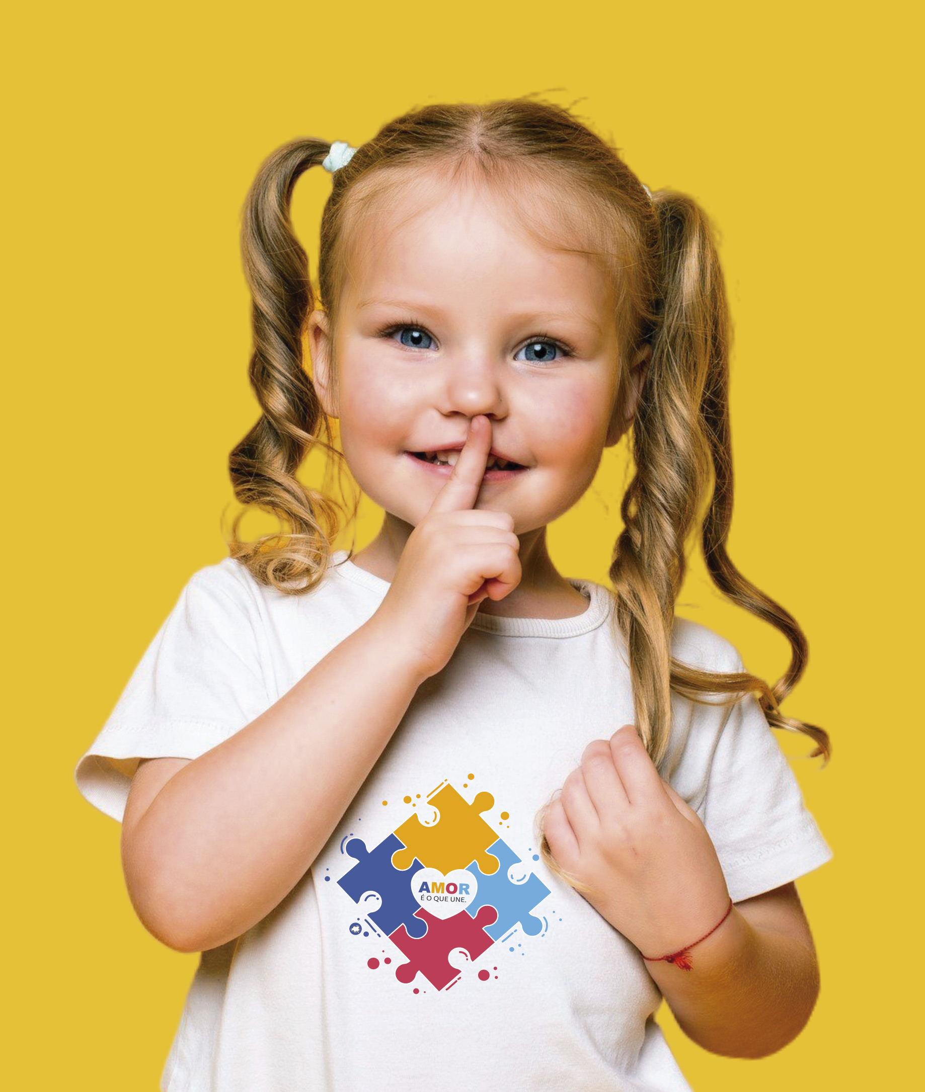 Nome do produto: Camiseta Infantil : Menina (2 a 8) : Amor nos Une TEA (Espectro Autista)