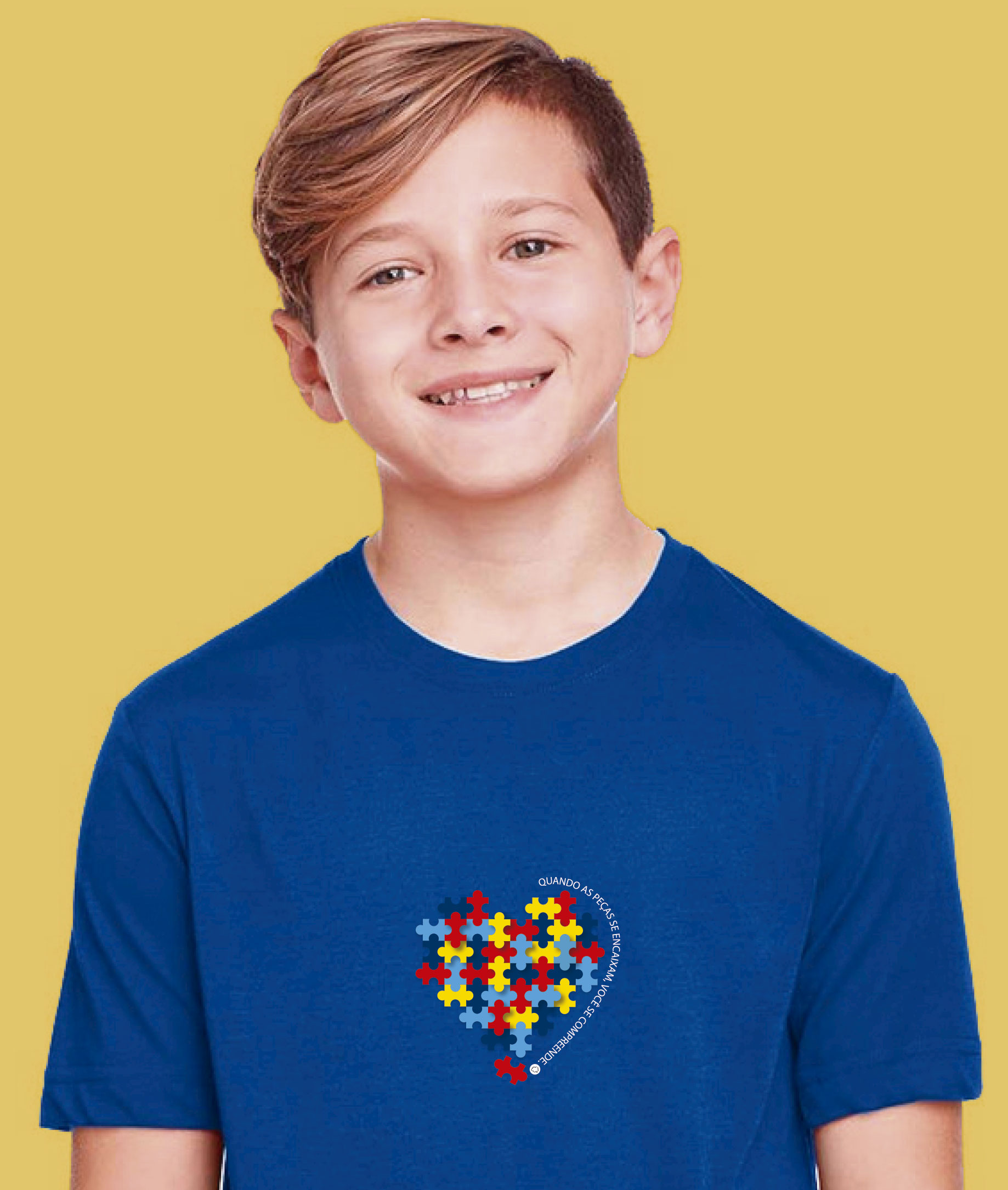 Nome do produto: Camiseta Infantil : Menino (10 a 14) : Peças se Encaixam TEA (Espectro Autista)