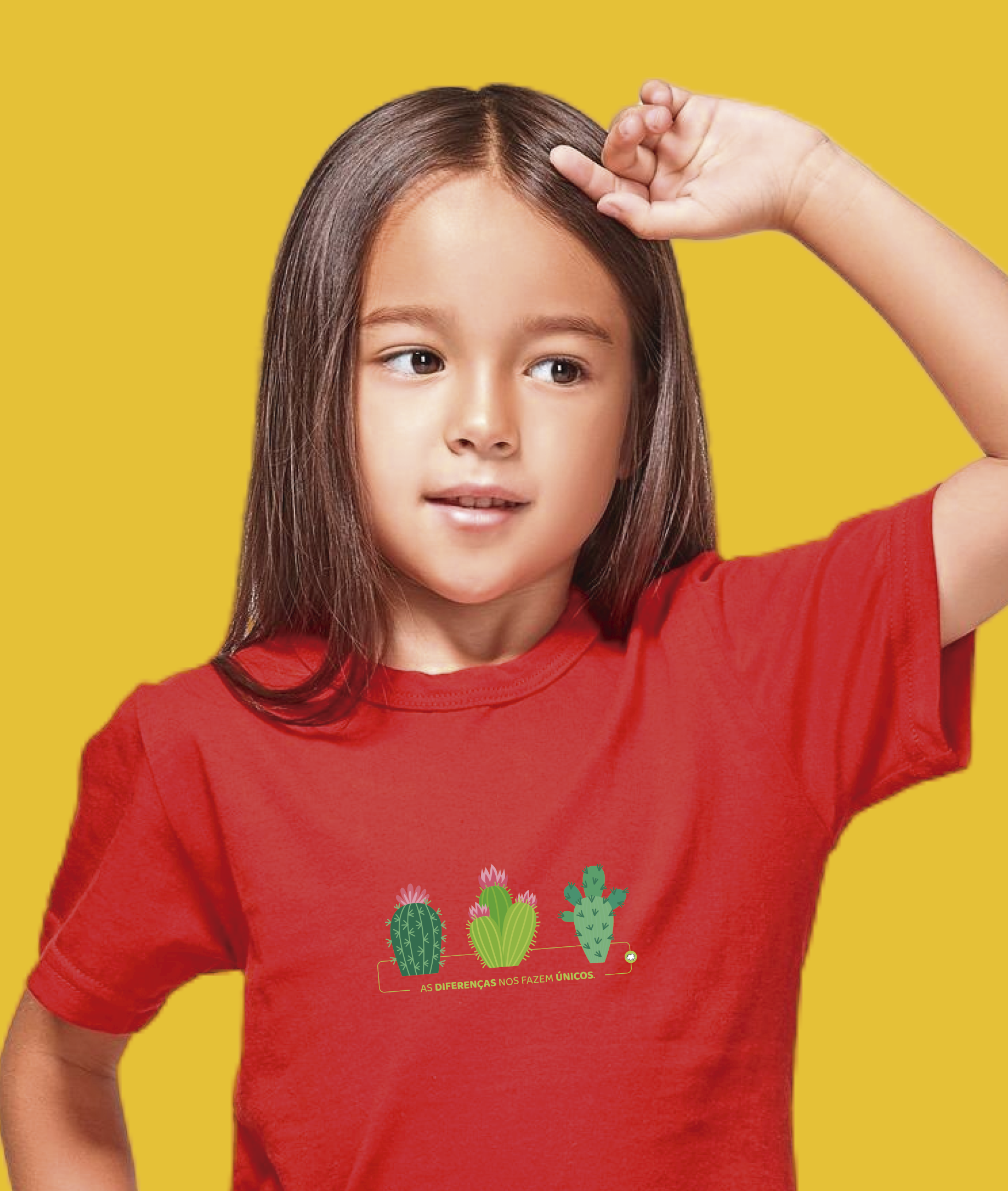 Nome do produto: Camiseta Infantil : Menina (2 a 8) : Cactos (Neurodiversidade / Autista / Superdotação / TDAH)